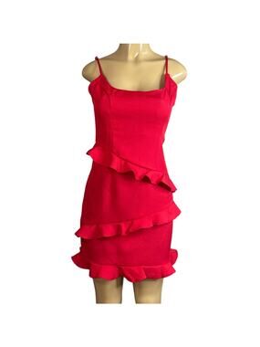 Saints + Secrets Frilled To Meet You Mini Dress Sleeveless Red SZ Large NWT
